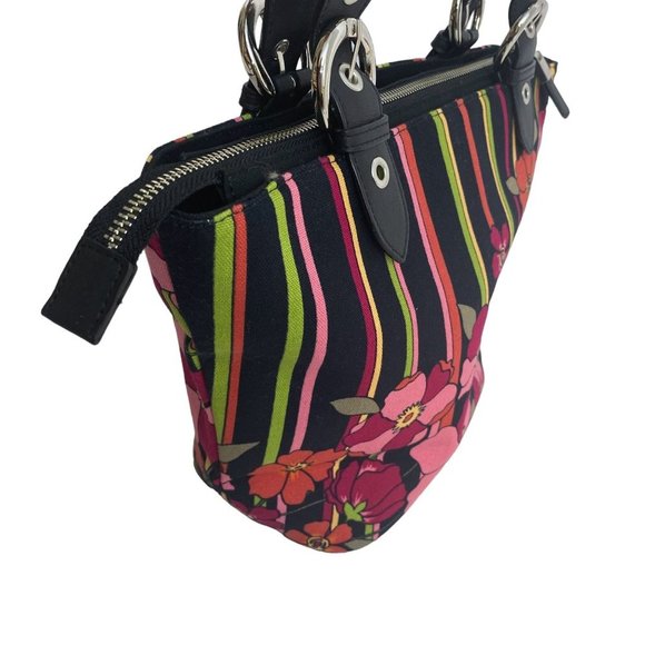 Talbots Floral Stripe Satchel - Black and Pink - Picture 13 of 15